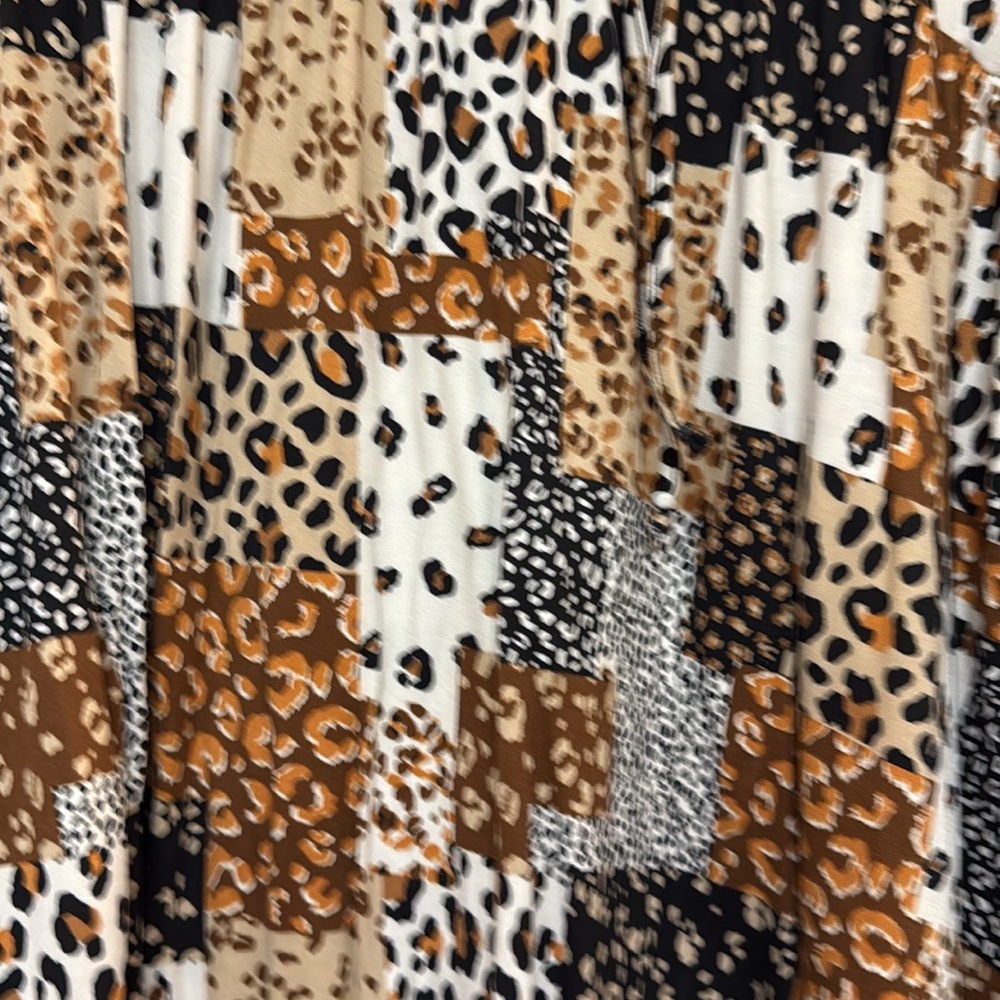 Haptics Leopard Patchwork Blouse - Brown, Black, White - Picture 2 of 5
